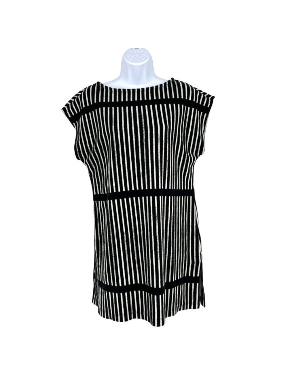 Marimekko Ministeri Striped Terry Cloth Swim Cover Up Black White Size Small